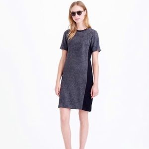 J crew houndstooth dress with leather trim